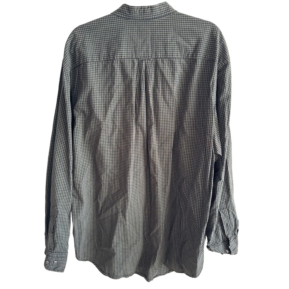 Nautica Mens XXL Olive Green Plaid‎ Button Down Shirt Cotton Tencel Long Sleeve - Picture 3 of 3